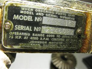 (image for) V4SL-12S Johnson cable bracket model tag outboard