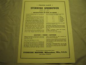 (image for) Evinrude Speedifour 7031 7032 12001 parts catalog outboard boat motor