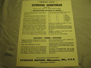 (image for) Evinrude Sportsman 4425 parts catalog outboard boat motor