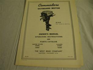 (image for) Commodore 10 hp owners manual parts list outboard motor 