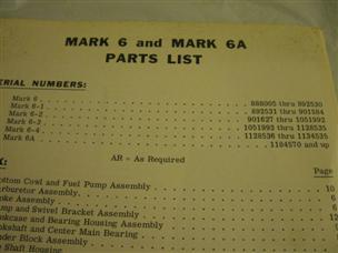 (image for) 1961 Mercury Mark 6 6a hp outboard parts catalog 