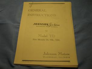 (image for) 1940s Johnson TD TS TSL TDL General Instructions outboard owners TD-20 TS-20