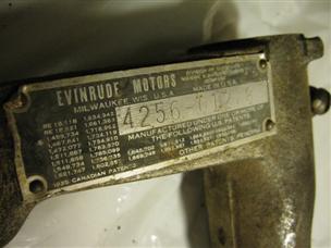 (image for) mount tag bracket 1938 Evinrude Elto Ace model 4256 outboard boat motor