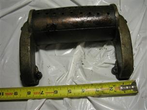 (image for) Antique 1920s cast iron Johnson outboard muffler tin + aluminum