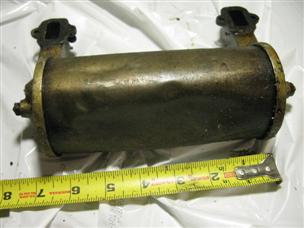 (image for) Antique 1920s cast iron Johnson outboard muffler tin + aluminum