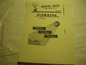 (image for) 1960 Hiawatha Owners guide and parts list 60 hp model OM3-8024A outboard motor