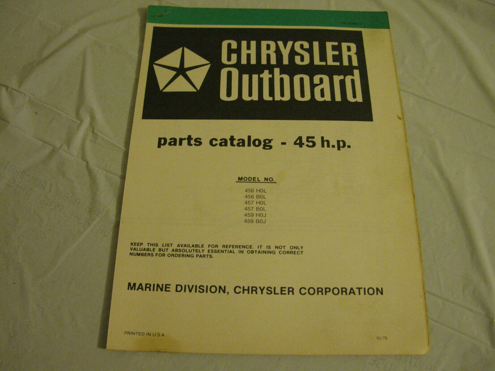 (image for) green chrysler 45 hp outboard parts catalog - Click Image to Close