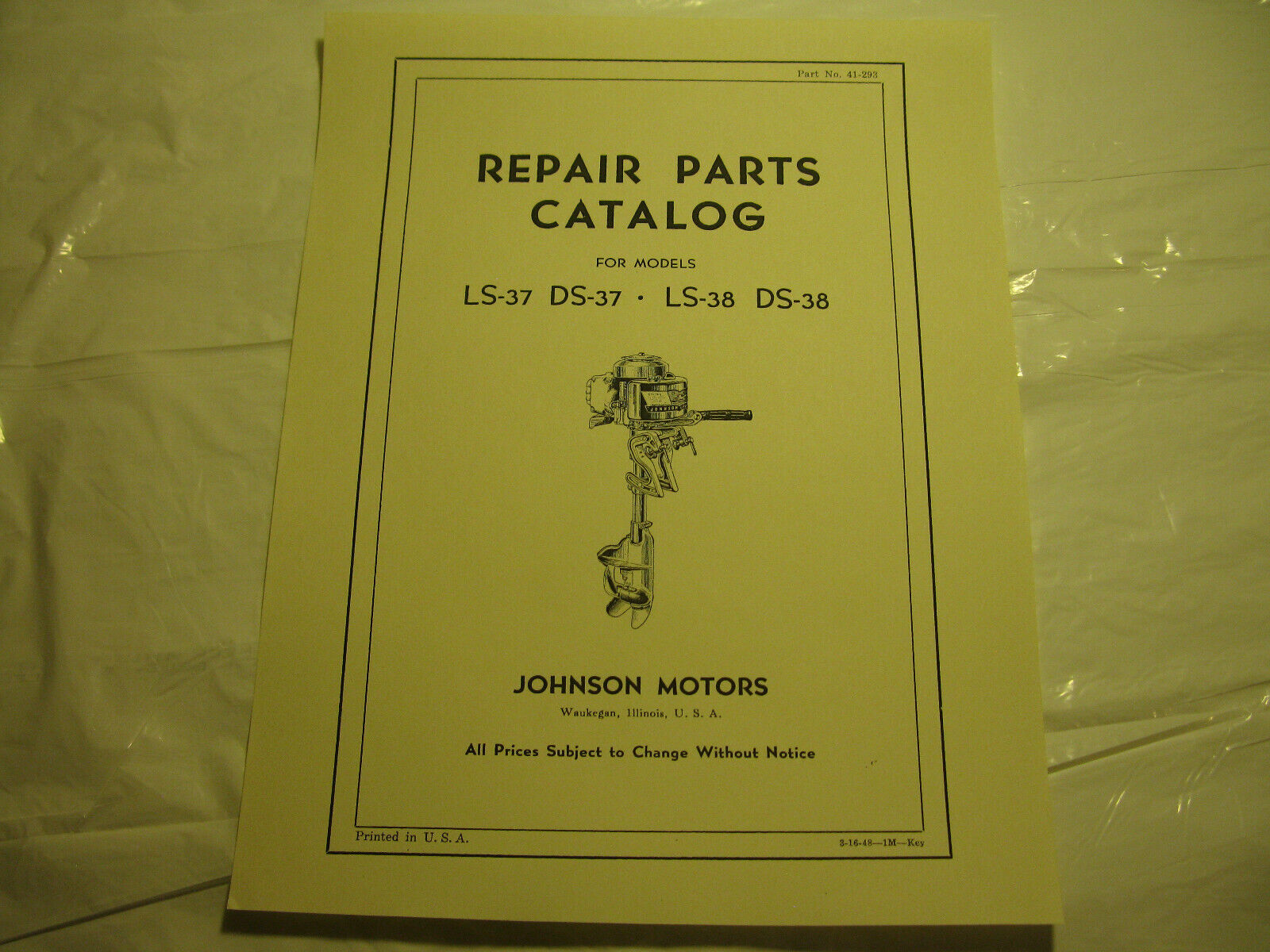 (image for) Johnson Sea Horse Model LS-37 DS-37 LS-38 DS-38 outboard motor part catalog - Click Image to Close