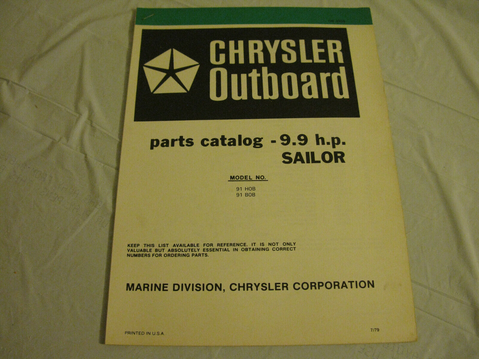 (image for) green chrysler 91hob 91hbob 9.9 sailor hp outboard parts catalog - Click Image to Close