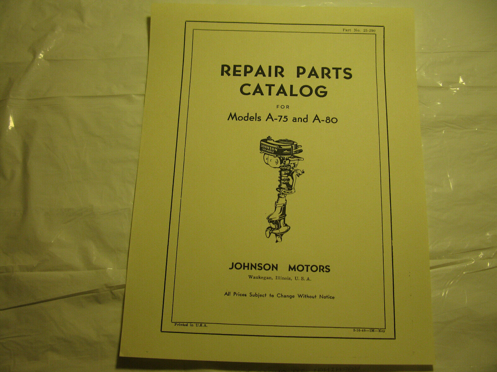 (image for) Johnson Sea Horse Model A-75 A-80 outboard motor parts catalog A75 A80 - Click Image to Close