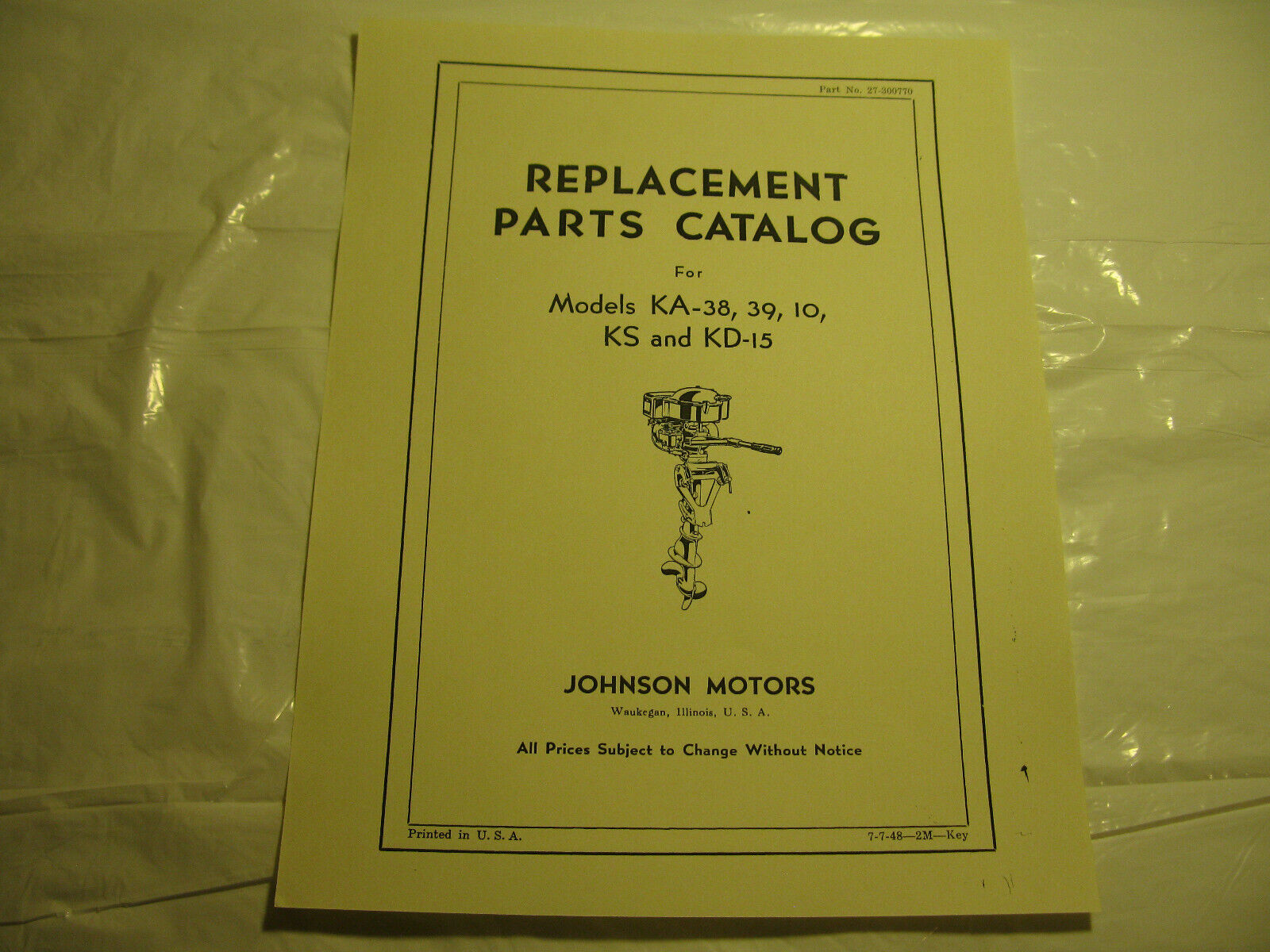 (image for) Johnson Sea Horse Model KA-39 KA-39 10 KS-15 KD-15 outboard motor parts catalog - Click Image to Close