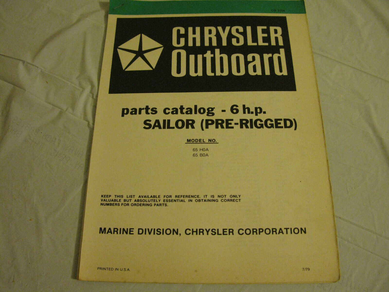 (image for) green chrysler 6 hp outboard parts catalog - Click Image to Close