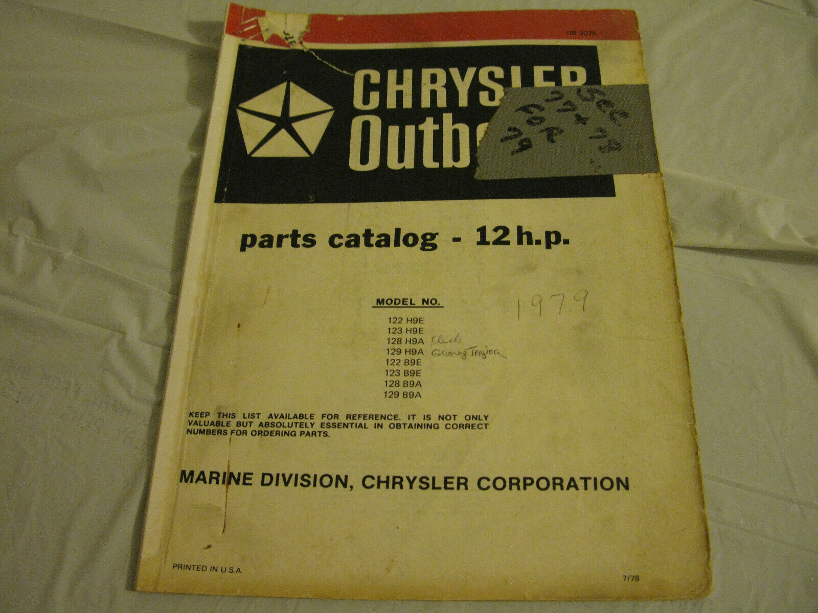 (image for) red band chrysler 12 hp outboard parts catalog - Click Image to Close