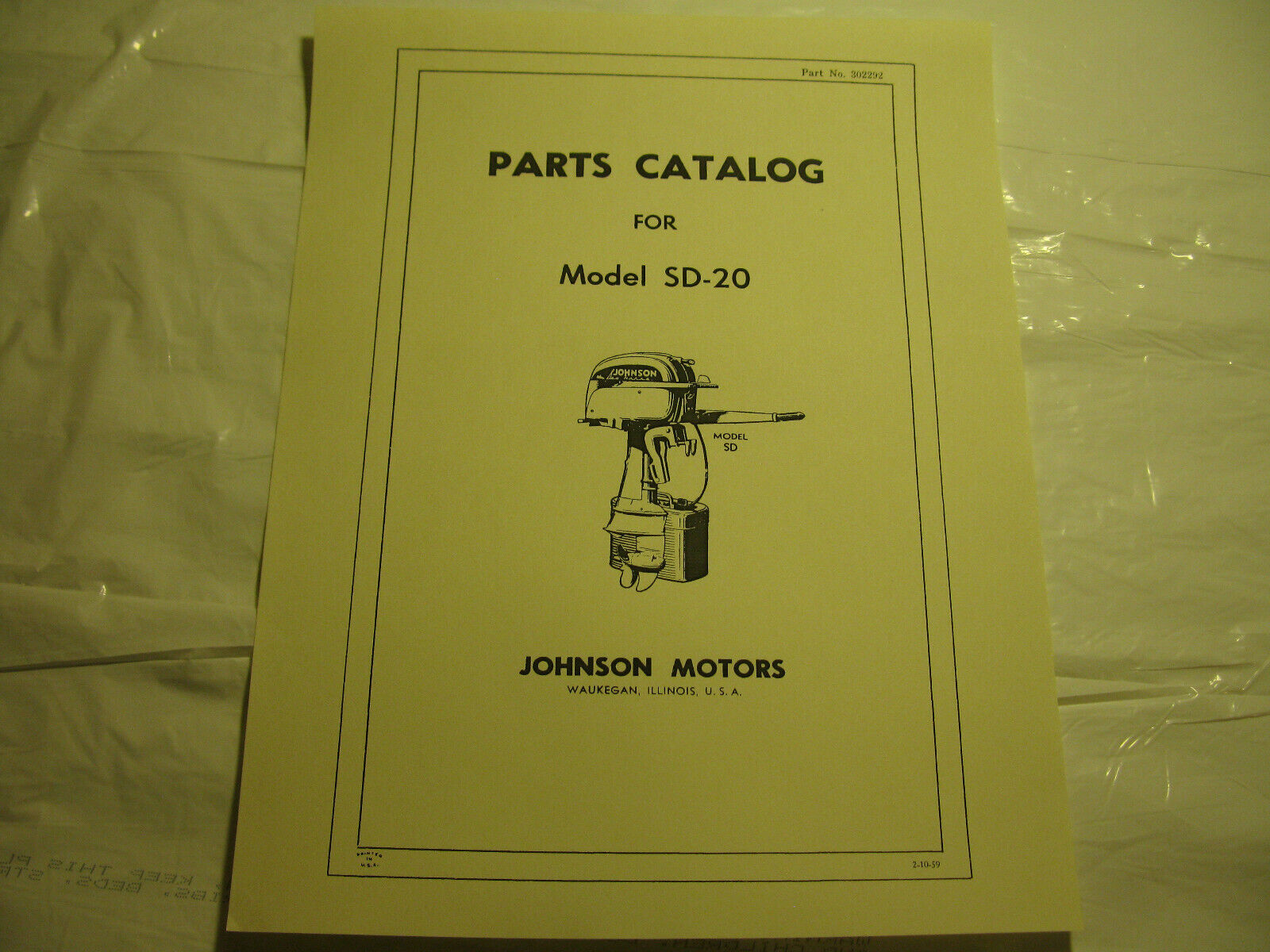 (image for) Antique Johnson Sea Horse model SD-20 sd20 outboard parts catalog - Click Image to Close