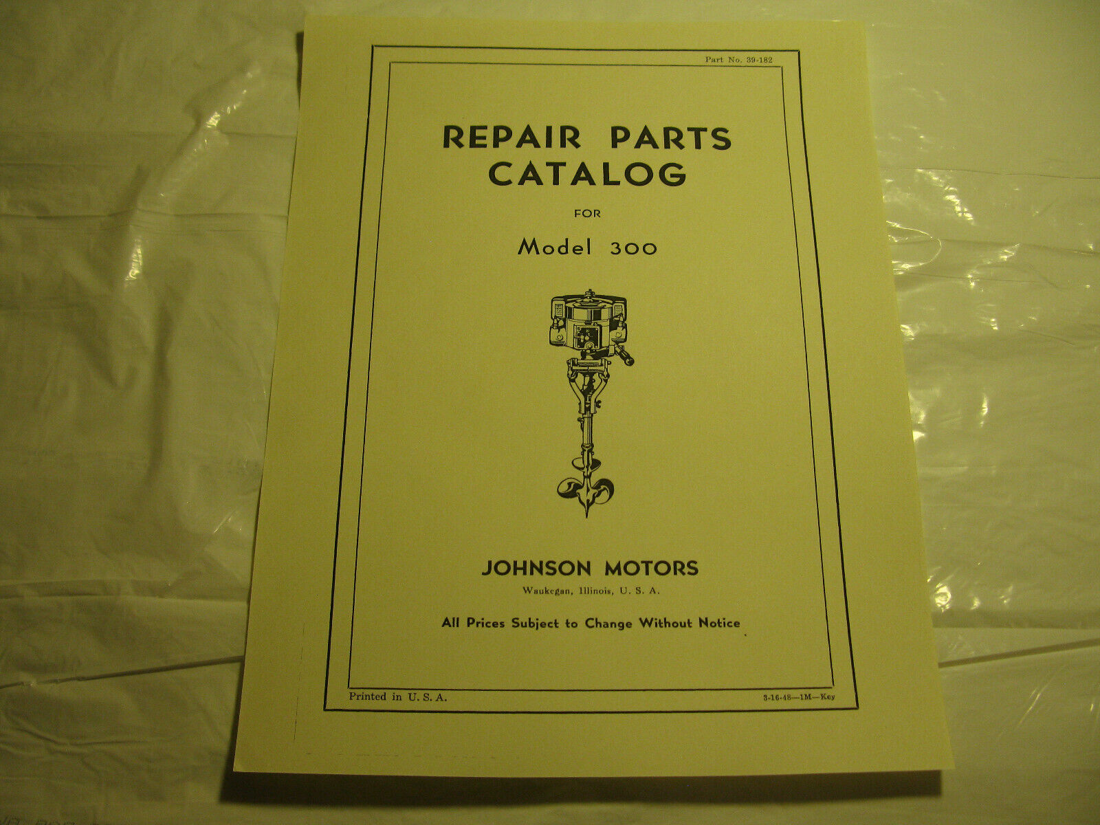 (image for) Antique Johnson Sea Horse Model 300 outboard motor parts catalog - Click Image to Close