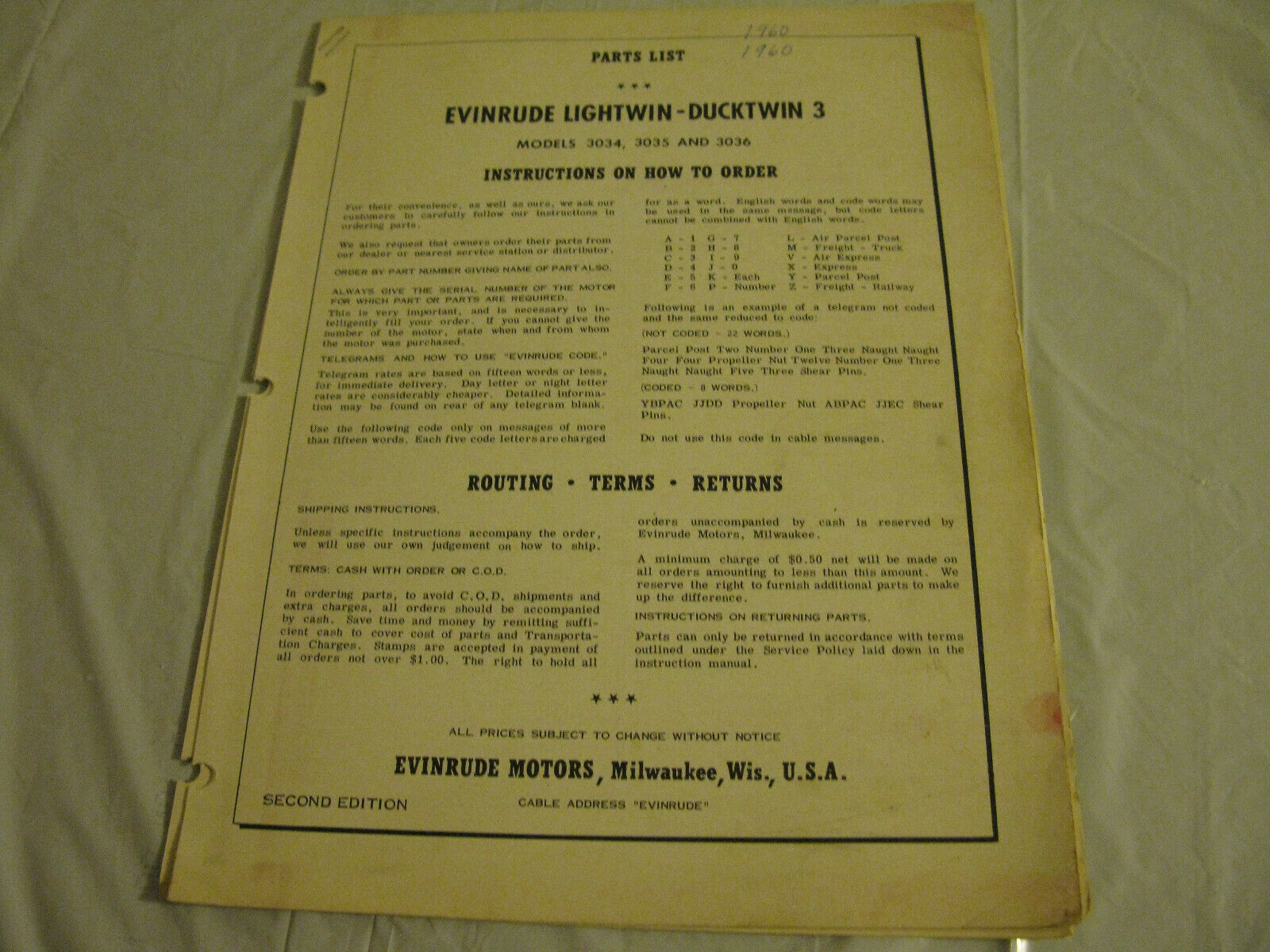 (image for) 1960s evinrude lightwin ducktwin 3034 3035 3036 outboard parts catalog - Click Image to Close