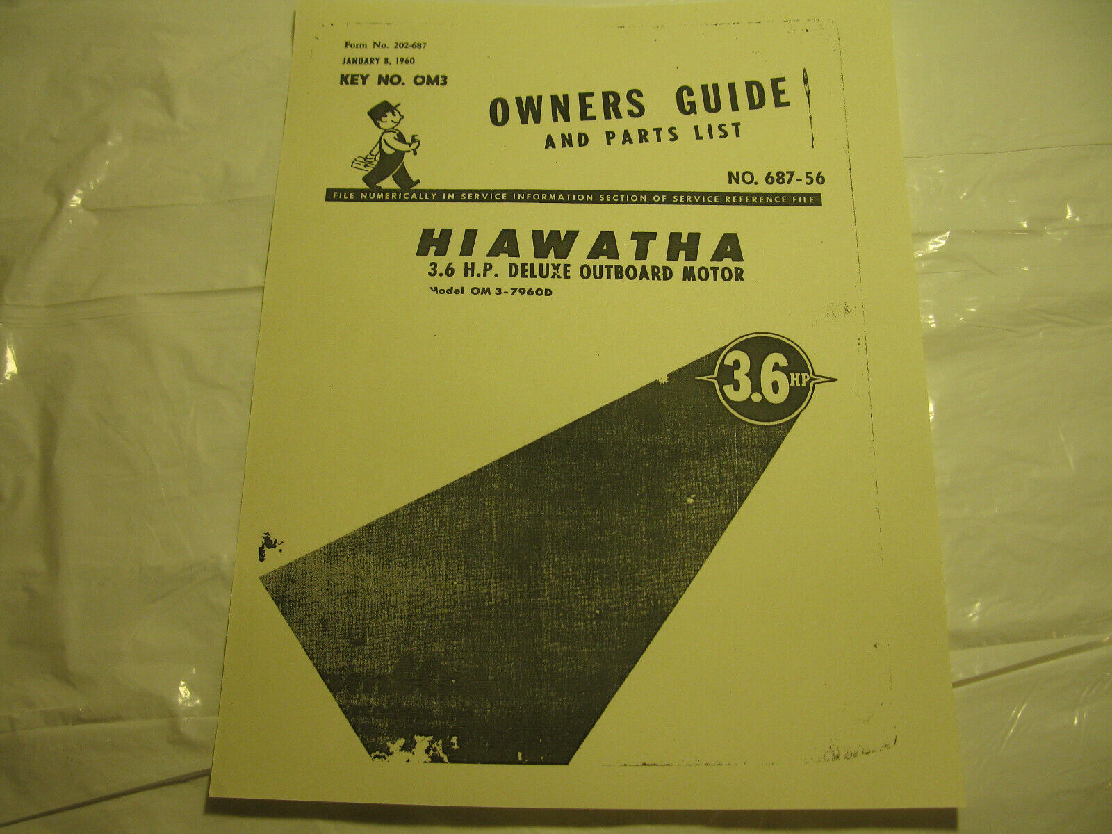 (image for) 1960 Hiawatha Owners guide and parts list 3.6 hp model OM3-7960D outboard motor - Click Image to Close