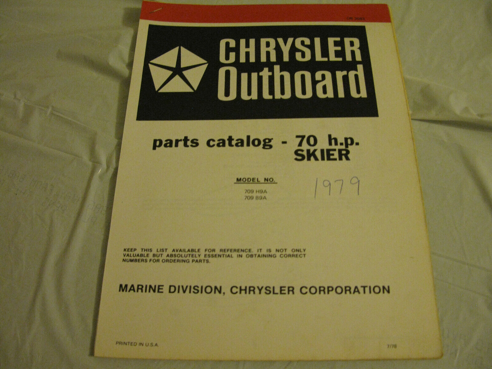 (image for) red band 1979 chrysler 70 skier hp outboard parts catalog - Click Image to Close