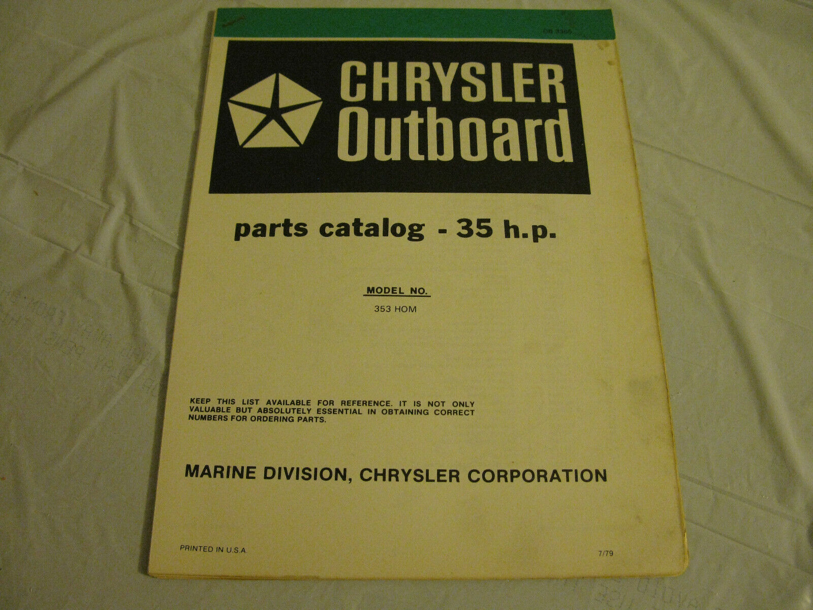 (image for) green chrysler 353hom 35 hp outboard parts catalog - Click Image to Close