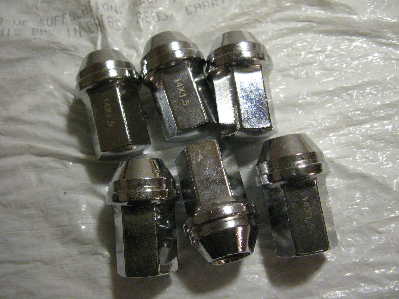 (image for) lot of 6 14mm 1.5 mm lug steel chrome lug nut nuts - Click Image to Close