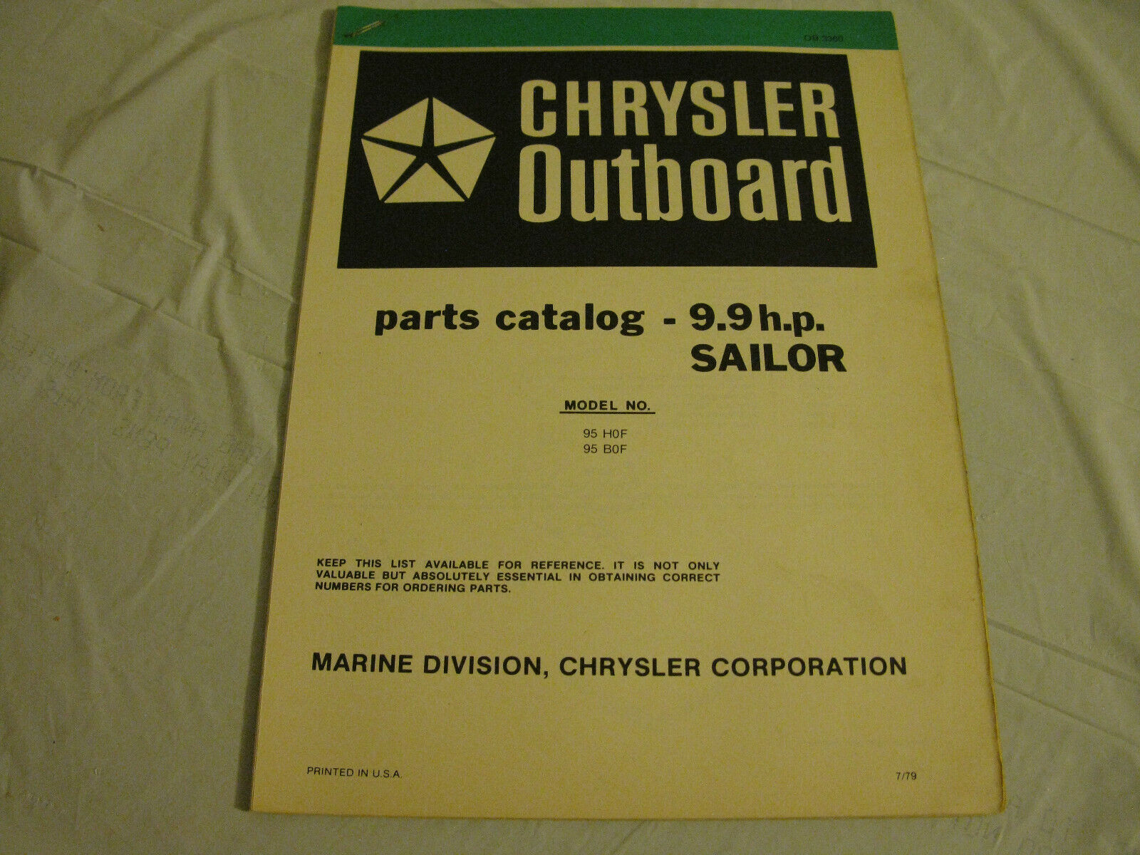 (image for) green chrysler 9.9 sailor hp outboard parts catalog - Click Image to Close