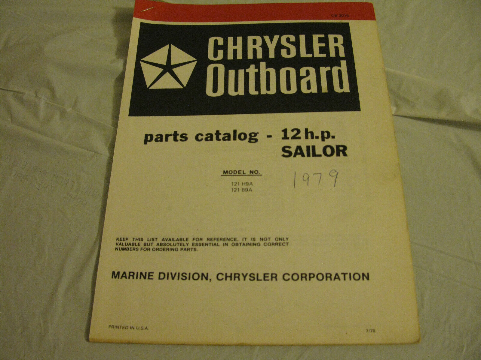 (image for) red band chrysler sailer outboard parts catalog - Click Image to Close