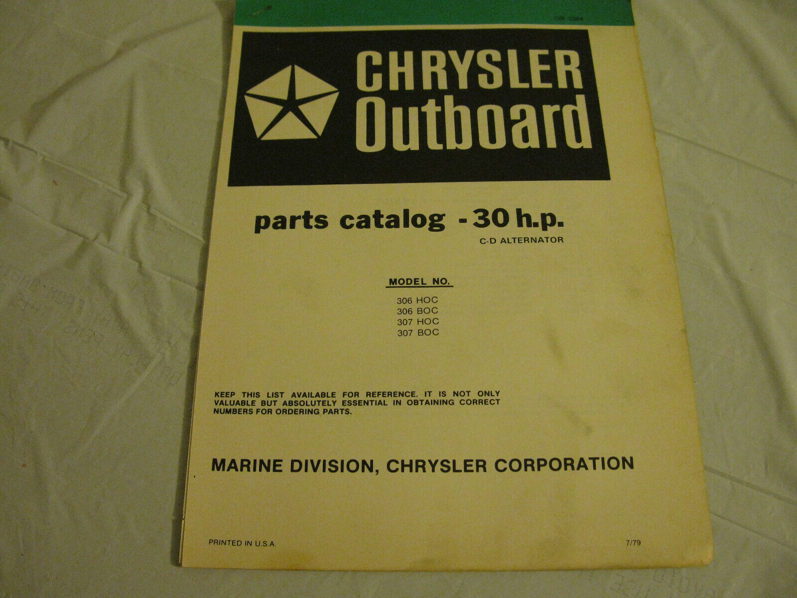 (image for) green chrysler 30 hp outboard parts catalog - Click Image to Close