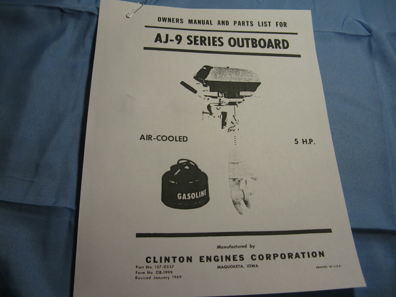 (image for) Clinton AJ-9 aj9 outboard owner manual and parts list - Click Image to Close