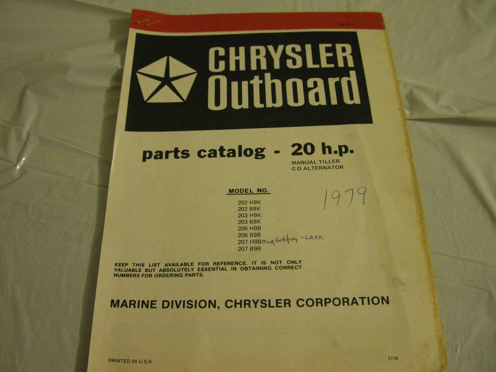 (image for) red band chrysler 20 hp outboard parts catalog - Click Image to Close