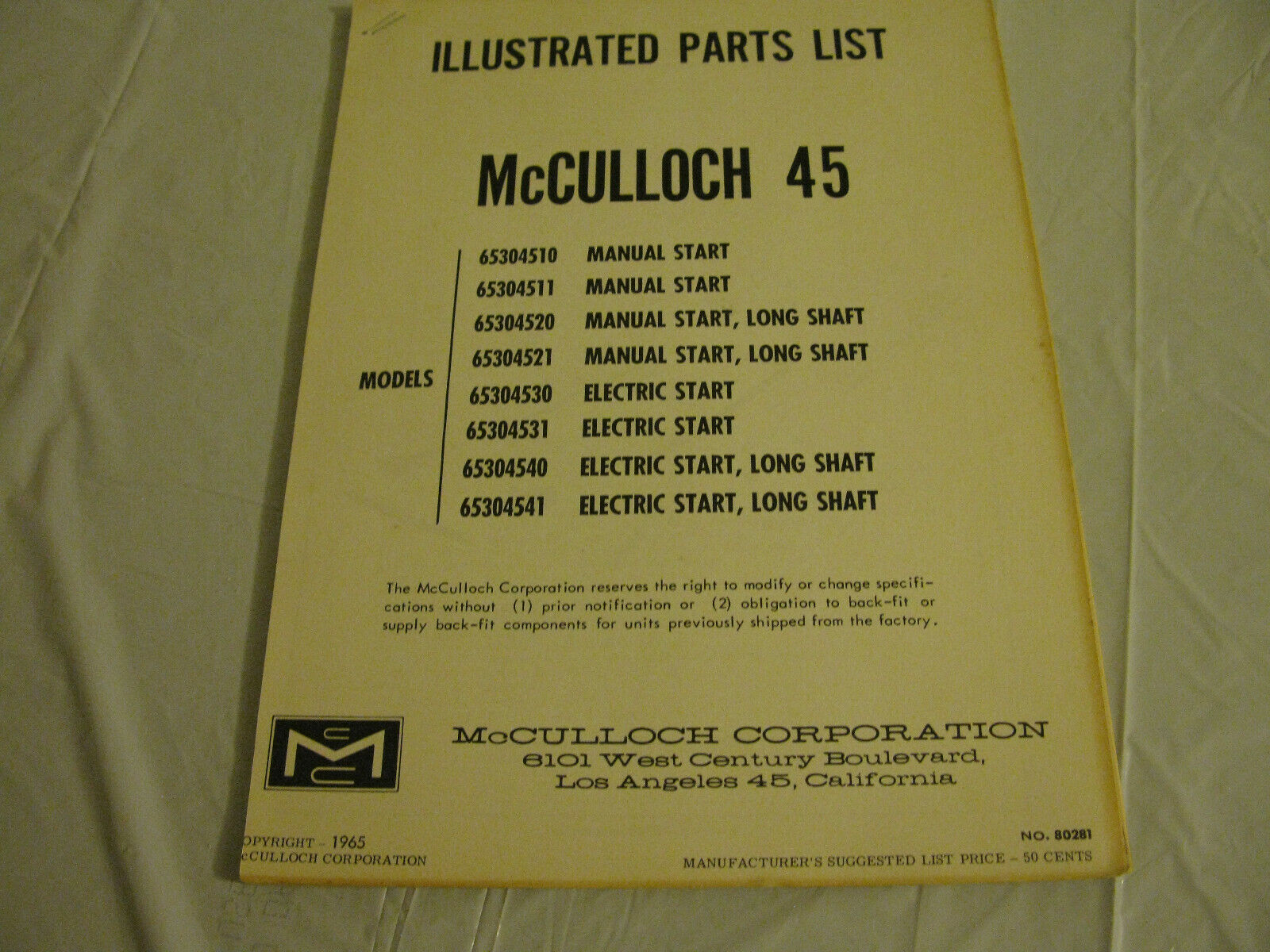 (image for) mcculloch 45 hp outboard parts catalog - Click Image to Close