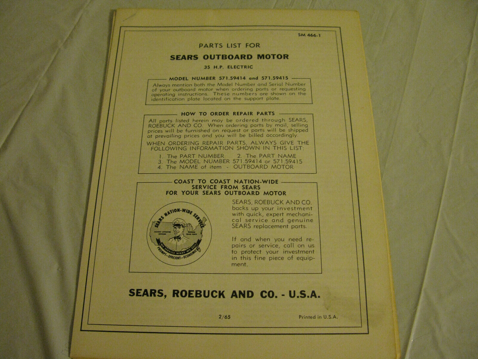 (image for) sears 35 hp outboard parts catalog - Click Image to Close