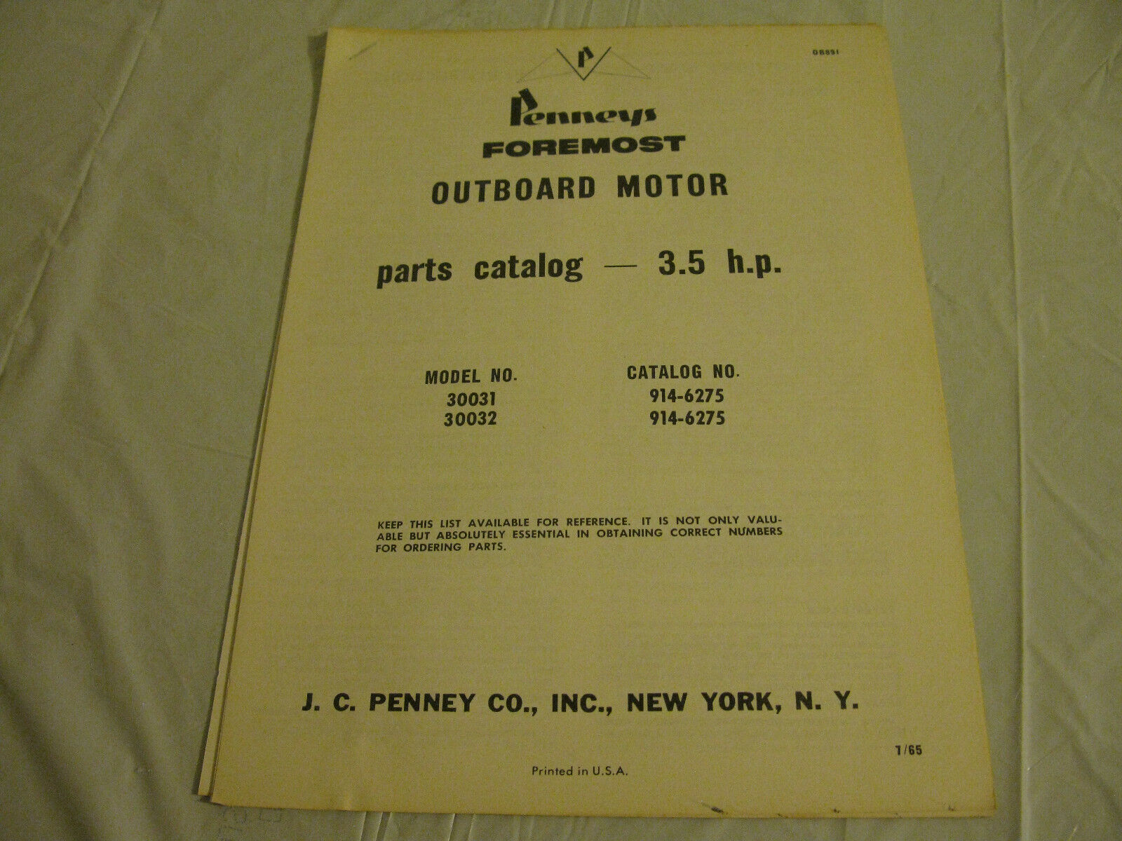 (image for) jc penneys 3.5 hp outboard parts catalog - Click Image to Close