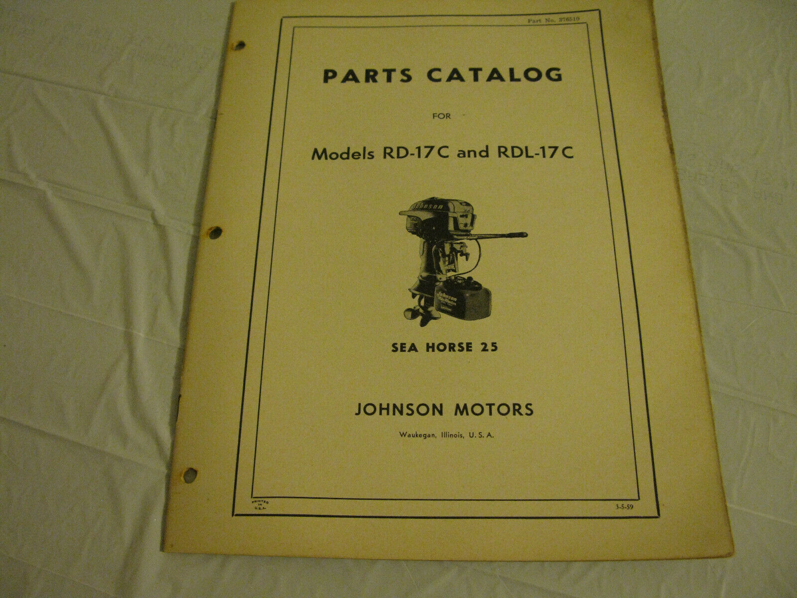 (image for) 1950s Johnson RD-17c RDL-17c seahorse 25 hp parts catalog - Click Image to Close