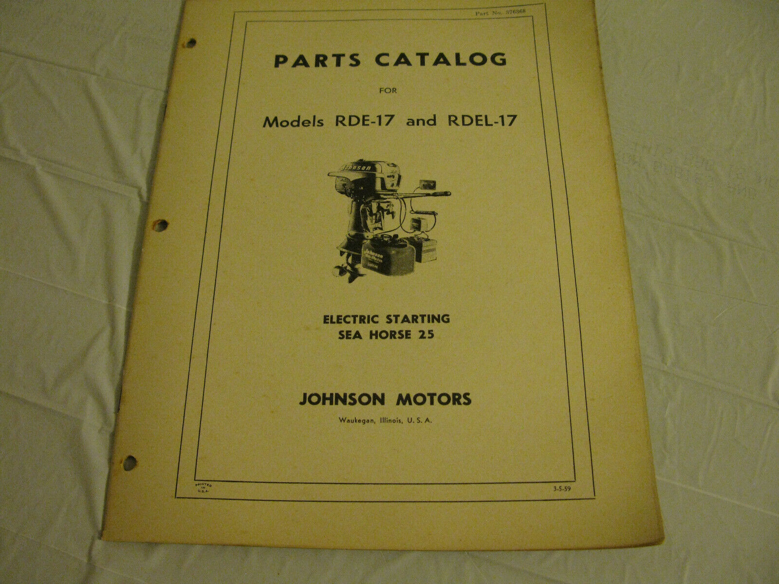 (image for) 1950s Johnson RDE-17 RDEL-17 seahorse 25 hp parts catalog - Click Image to Close