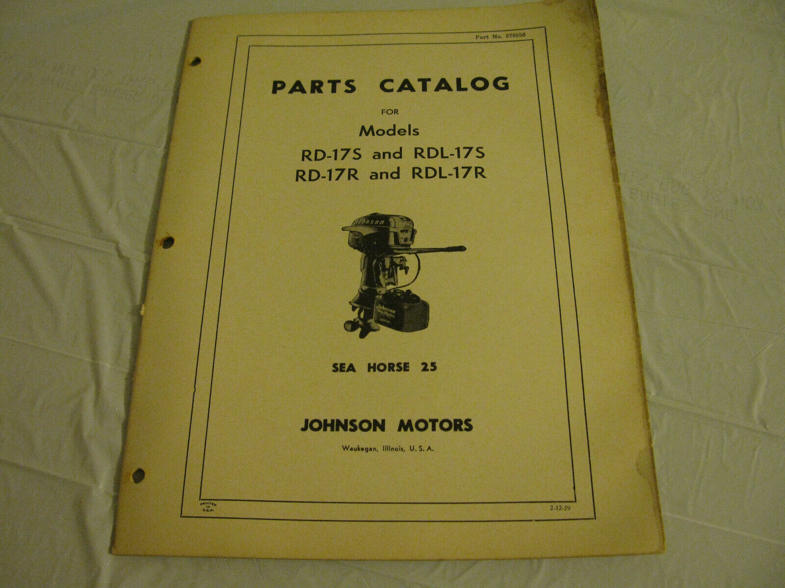 (image for) 1950s Johnson RDE17r RDL-17r RDE17s RDL-17s seahorse 25 hp parts catalog - Click Image to Close