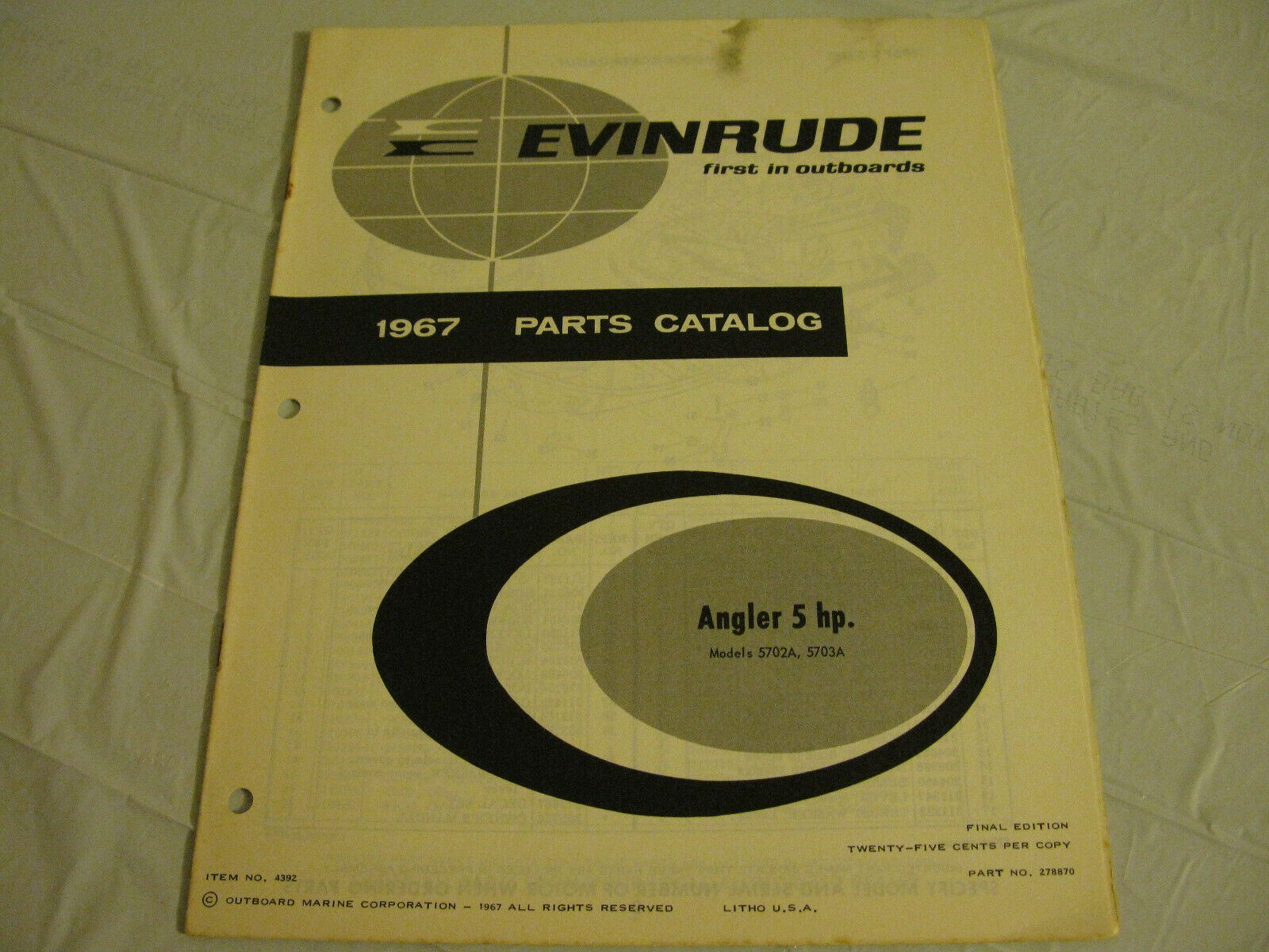 (image for) 1967 Evinrude Angler 5 hp parts catalog - Click Image to Close