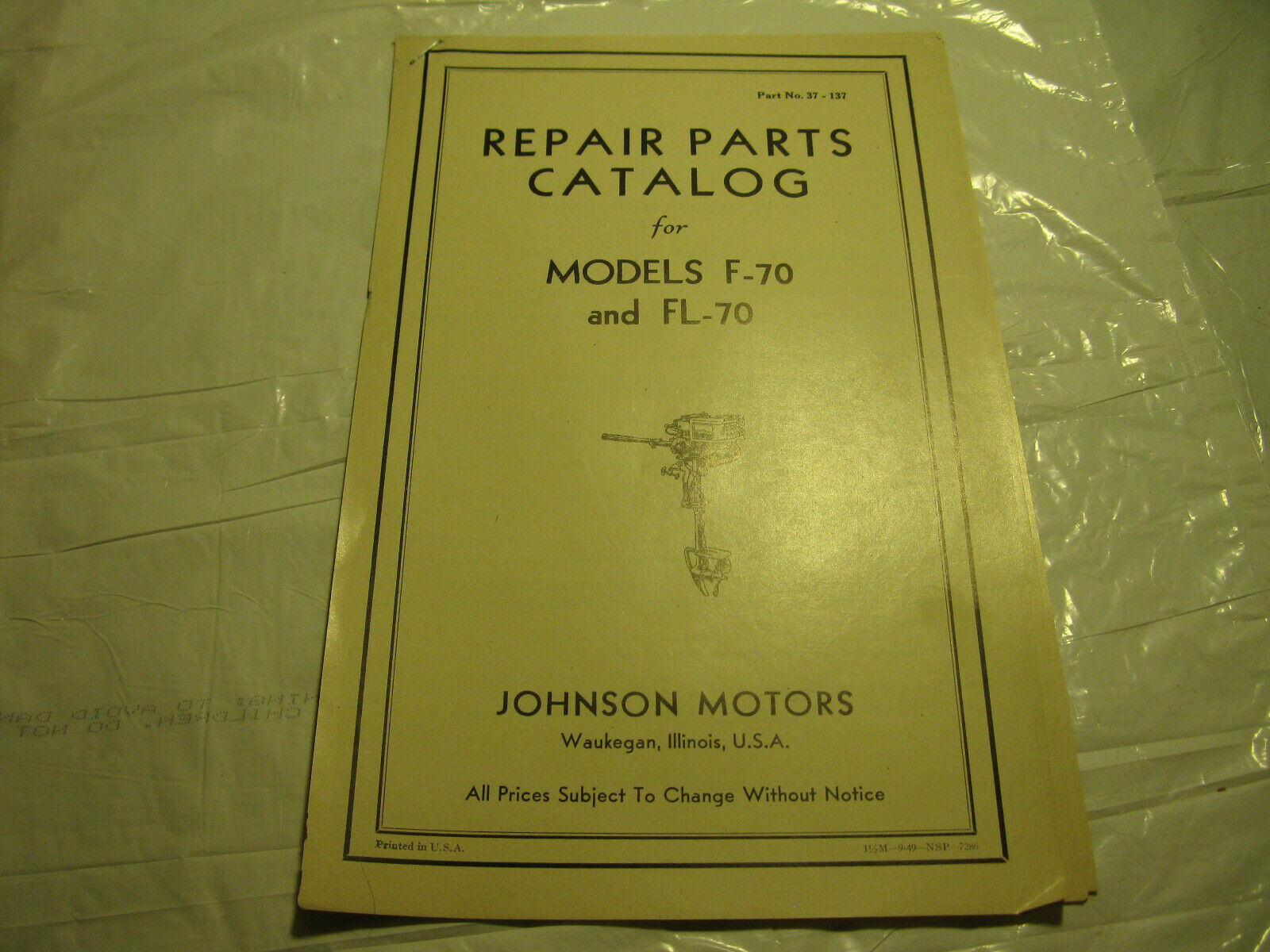 (image for) Johnson F-70 FL-70 f70 fl70 parts catalog outboard motor - Click Image to Close