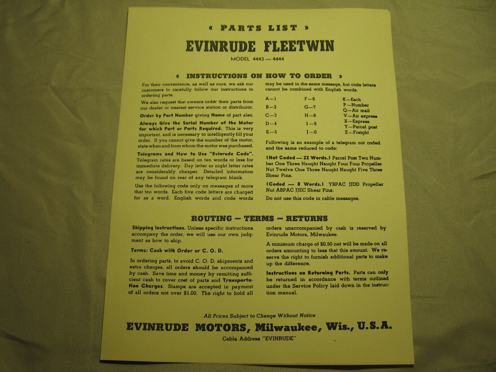 (image for) Evinrude Fleetwin 4443 4444 7.5 7 1/2 horse parts catalog outboard boat motor - Click Image to Close