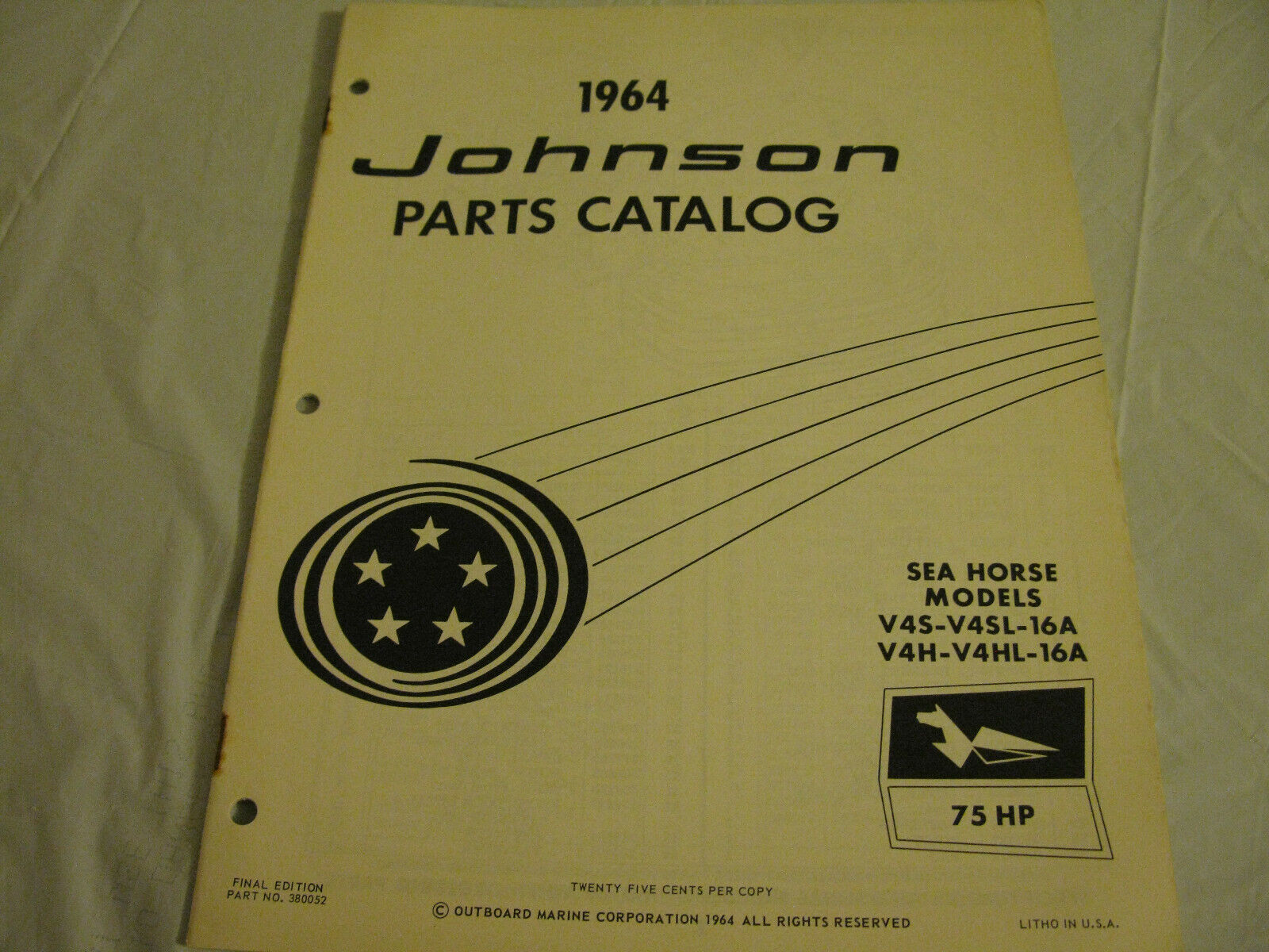 (image for) 1964 75 hp johnson v4s-16 v4sl-16 outboard parts catalog - Click Image to Close