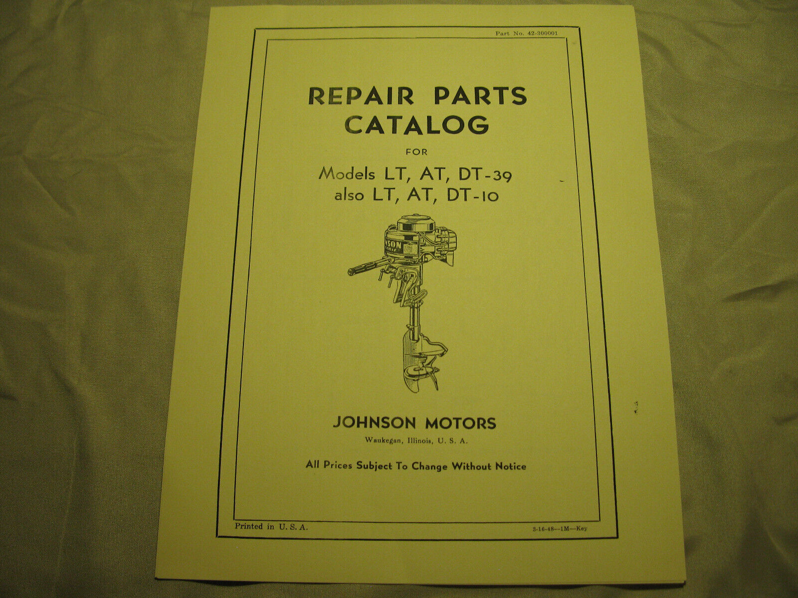 (image for) Johnson Models LT-39 AT-39 DT-39 LT-10 AT-10 DT-10 parts list catalog outboard - Click Image to Close