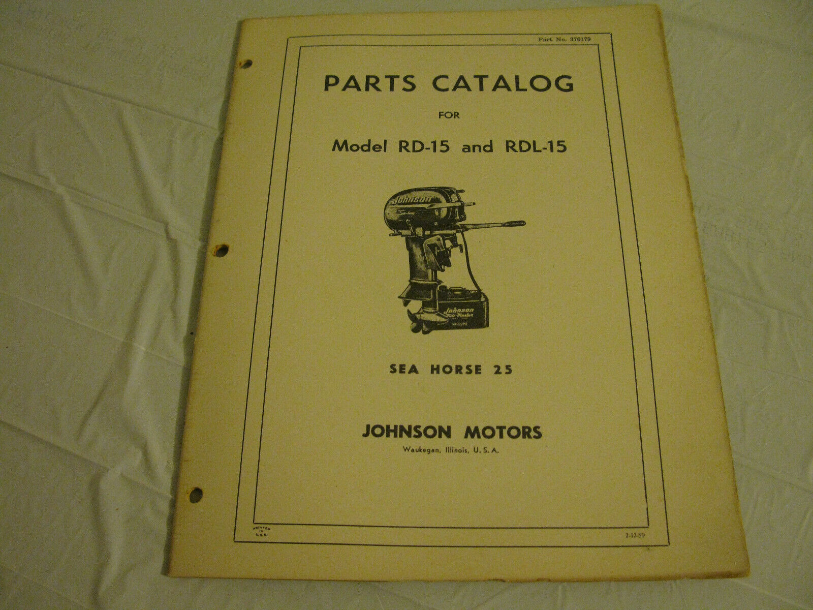 (image for) 1950s Johnson RD-15 parts catalog - Click Image to Close