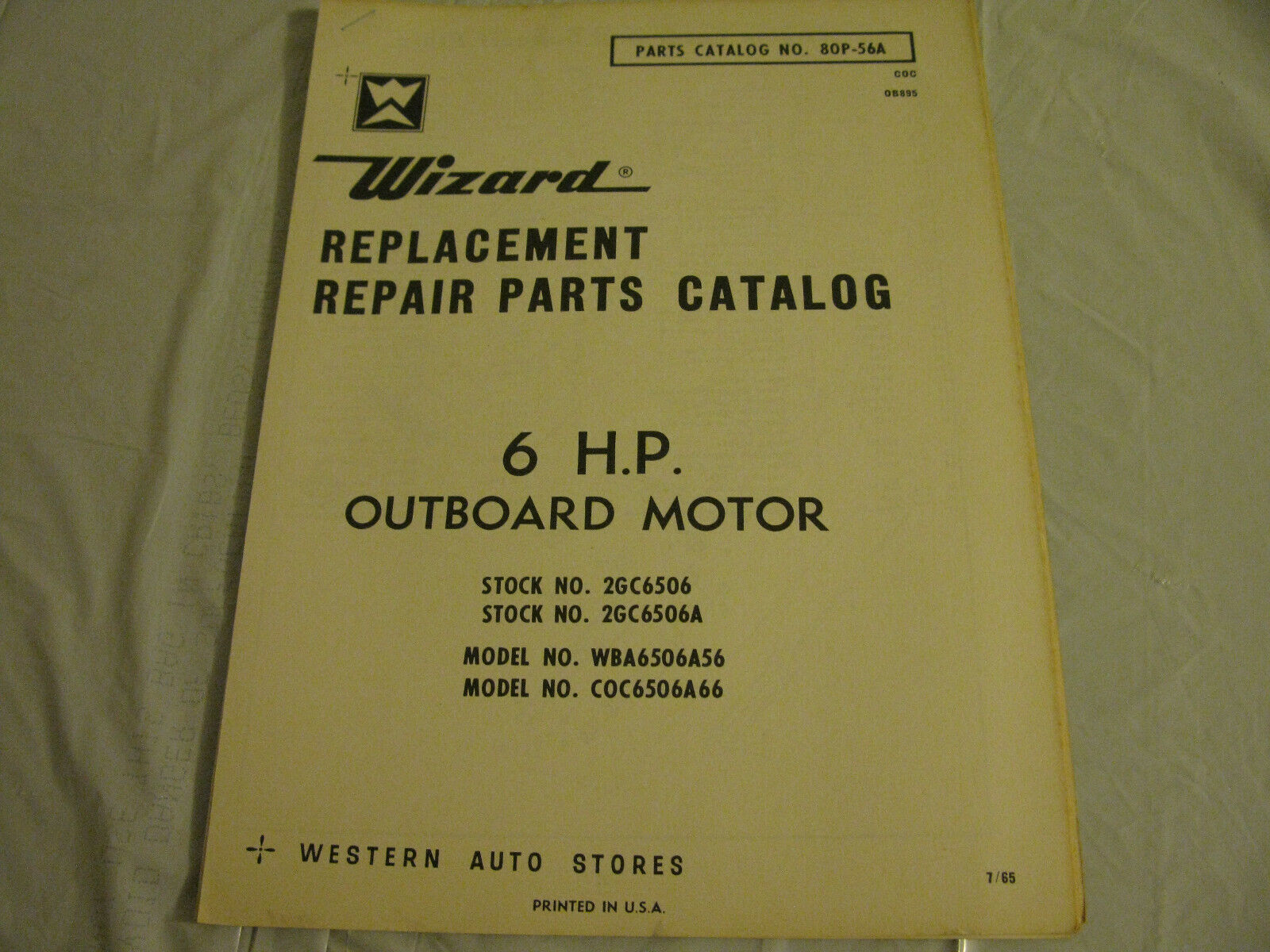 (image for) Wizard 6 hp outboard parts catalog - Click Image to Close