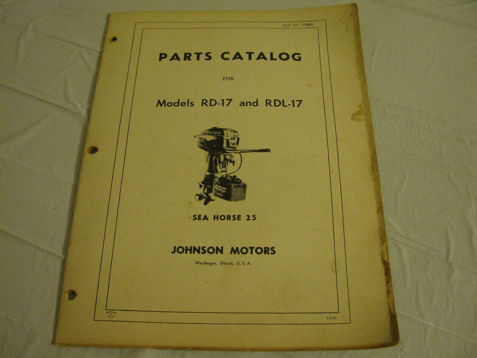 (image for) 1950s Johnson RD-17 RDL-17 seahorse 25 hp parts catalog - Click Image to Close