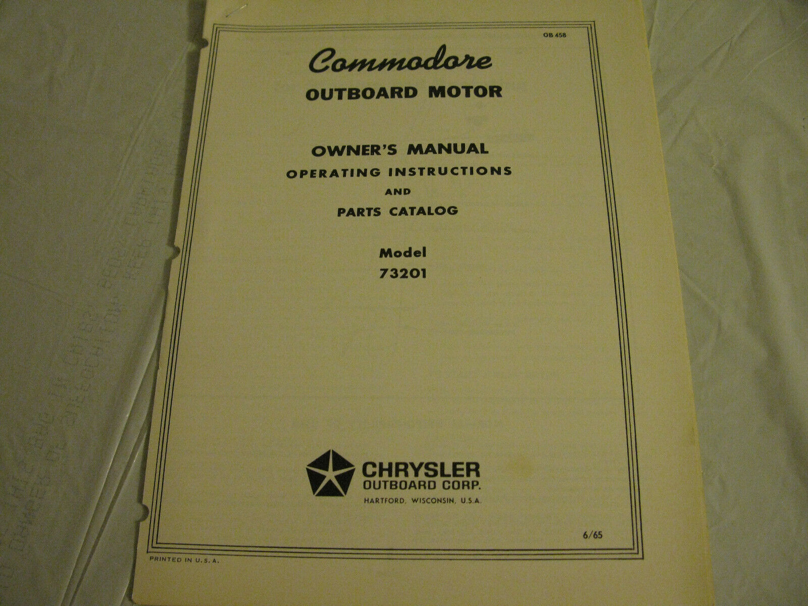 (image for) Commodore 73201 owners manual parts list outboard motor - Click Image to Close