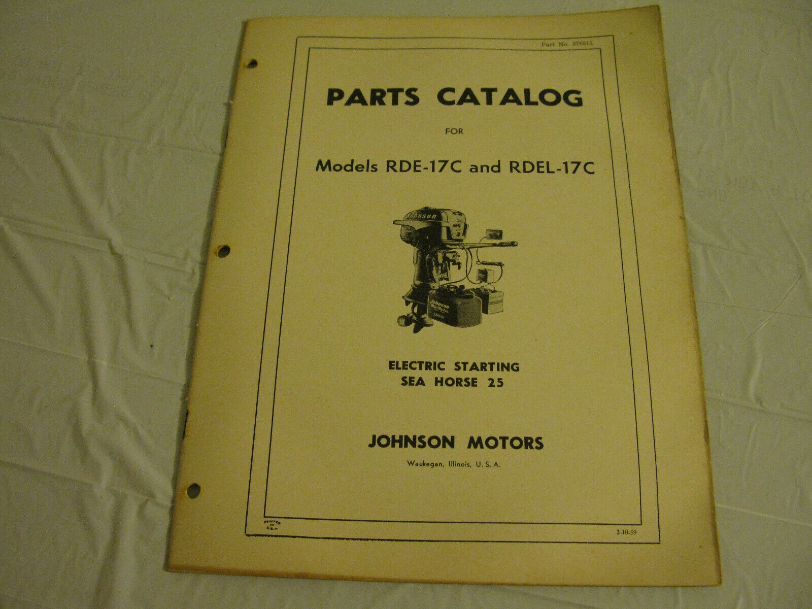 (image for) 1950s Johnson RDE-17c RDEL-17c seahorse 25 hp parts catalog - Click Image to Close