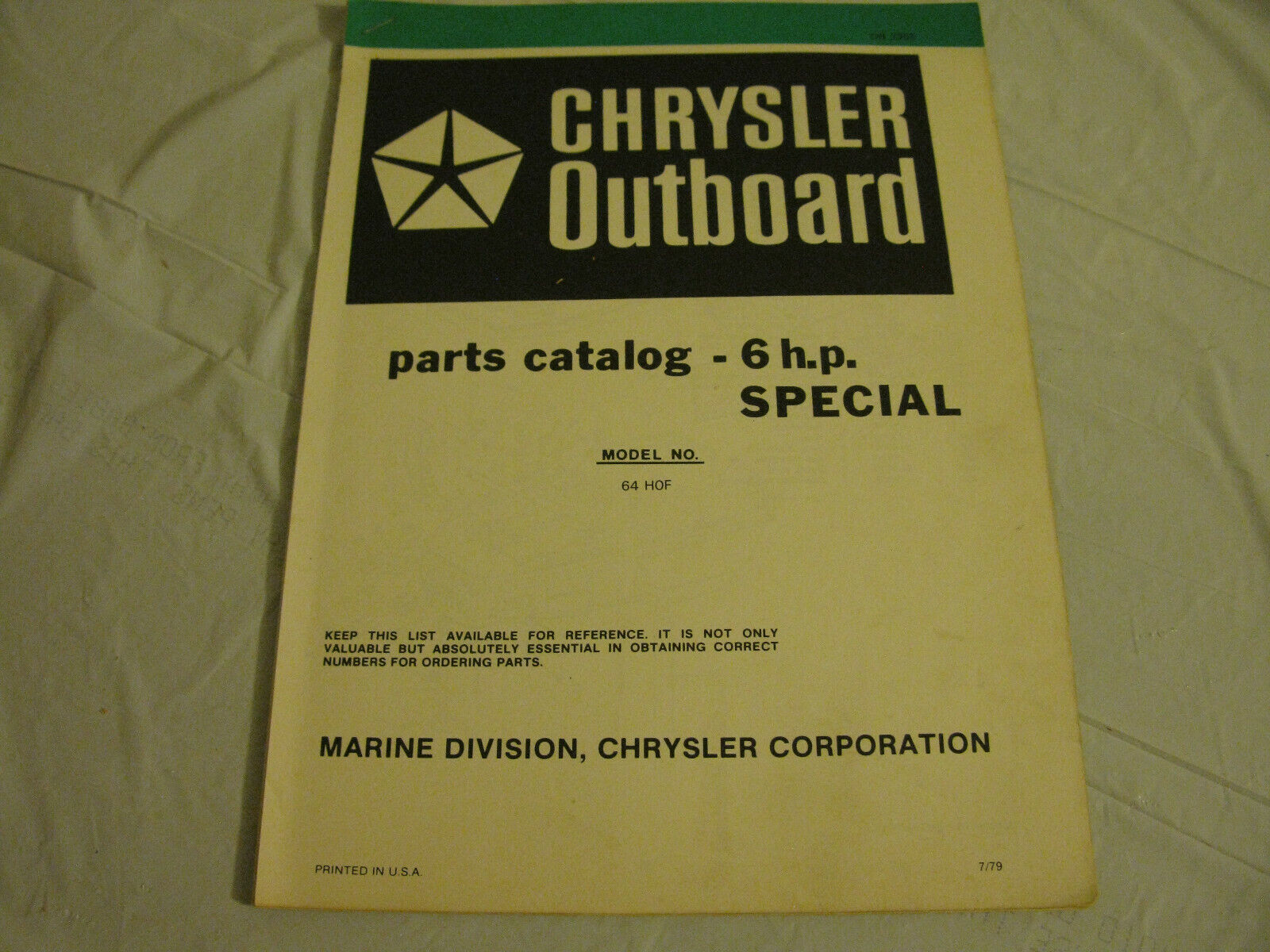 (image for) green chrysler 6 special hp outboard parts catalog - Click Image to Close