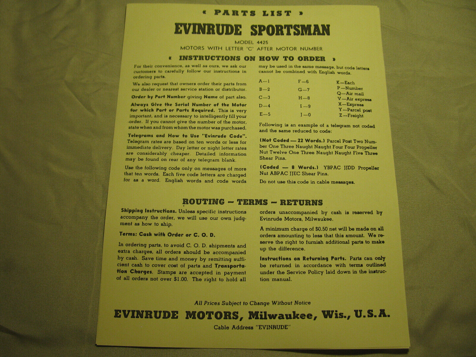 (image for) Evinrude Sportsman 4425 MOTORS WITH LETTER C parts catalog outboard boat motor - Click Image to Close