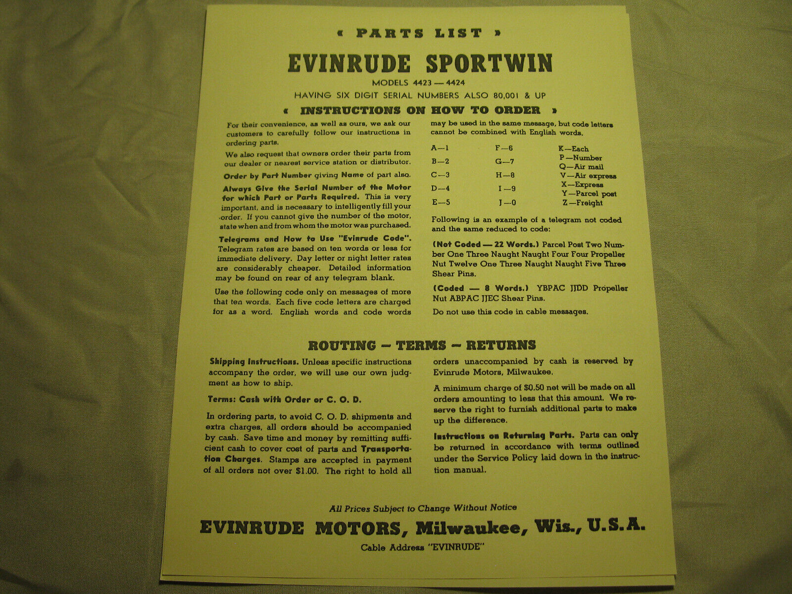 (image for) Evinrude Sportwin 4423 4424 80001 parts catalog outboard boat motor - Click Image to Close