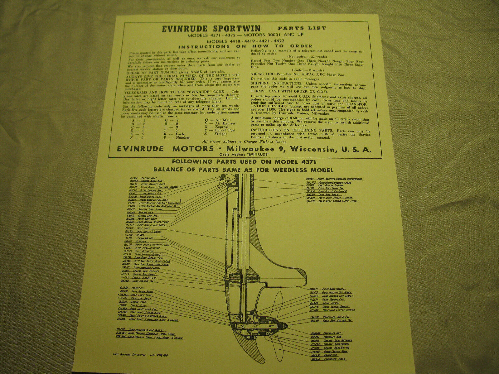 (image for) Evinrude Sportwin 4371 4372 3001 AND UP 4418 parts list catalog diagram outboard - Click Image to Close