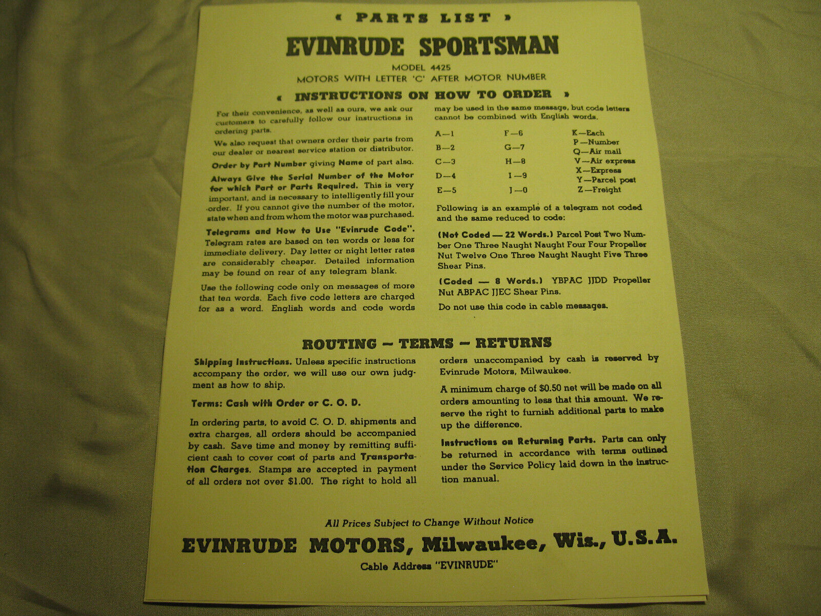 (image for) Evinrude Sportsman 4425 parts catalog outboard boat motor - Click Image to Close